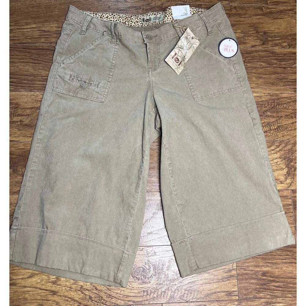 L.e.i. Y2K-Style Khaki Corduroy Mid Rise Trouser Capri Utility Gaucho size 16